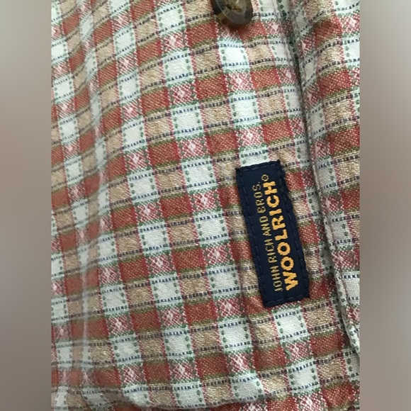 Woolrich Mens s/s button down size LT orange plaid cotton excellent condition - Picture 3 of 8
